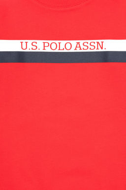 Свитшот U.S. Polo Assn для мальчика хлопок красный  фото 8