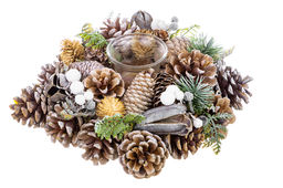 Новогоднее украшение подсвечник 22*22*8 см Снежный лес на 1 свечу, круг - Elan gallery фото 3