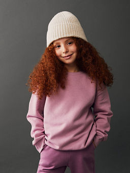 Bisiklet Yaka Basic Uzun Kollu K?z ?ocuk Sweatshirt