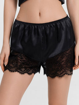 Комплект домашний женский черный с кружевом