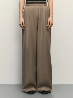 Широкие брюки с контрастными деталями на поясе / Zarina  фото 3