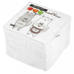 Салфетки бумажные Bouquet Elegant 24х24см, 1 слойные, 100 штук в упаковке, 100% целлюлоза, Cofee Cat (Россия)  фото 3