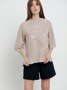 CONTE Oversize-футболка из футера с удлиненной спинкой LD 1632 beige