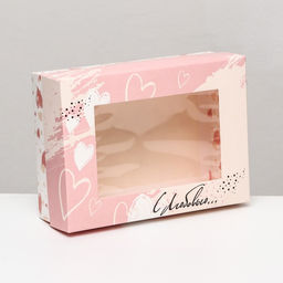 Цена за 5 шт. Коробка складная, с окном С любовью 21 х 15 х 7 см