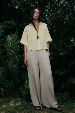 CROPPED LINEN BLEND SHIRT - Zara фото 59