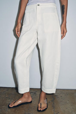 PANTAL?N DENIM BARREL BOLSILLOS ZW COLLECTION / Blanco - Zara фото 12