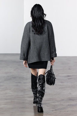 LEATHER COLLAR COAT ZW COLLECTION - Zara фото 4