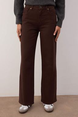 Koyu Kahverengi Yuksek Bel Bilek Boy Culotte %100 Pamuklu Jeans TWOAW26JE00190 - Trendyolmilla фото 3