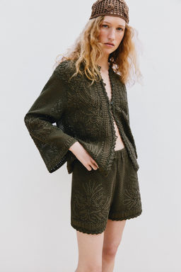 CHAQUETA COMBINADA CROCHET / Khaki