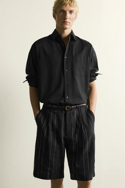 BERMUDA RELAXED FIT PLIEGUES RAYAS / Negro - Zara фото 5