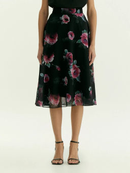 Юбка миди из шифона с цветочным принтом, S873/armika - Emka фото 4