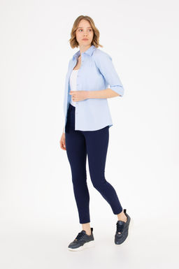 Женская голубая рубашка с длинным рукавом Basic - U.s. polo assn фото 4