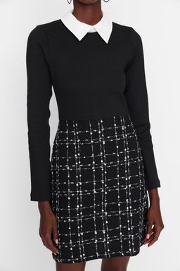 Siyah Tuvit Dokuma Elbise TWOAW21EL0454