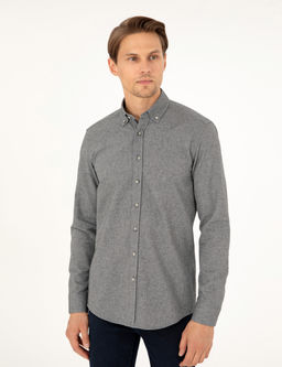 Gri Slim Fit Uzun Kollu G_mlek