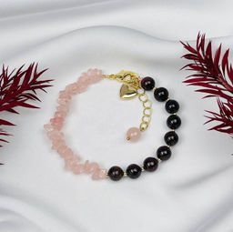 Браслет из Розового кварца и Граната 16 см +