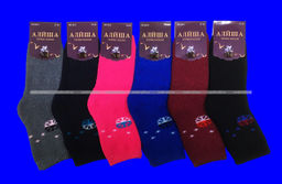 Цена за 12 пар. Термоноски женские внутри махра Снежинки