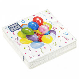 Салфетки бумажные "Bouquet de Luxe" 24х24см, 3-х слойные, 25 штук в упаковке, 100% целлюлоза, "Веселый праздник" (Россия)