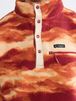 Dik Yaka Desenli Polar Erkek Sweatshirt