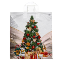 Цена за 50 шт. Пакет подарочный новогодний Радость праздника, полиэтиленовый с петлевой ручкой, 42?38 см