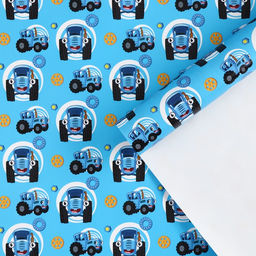 Цена за 10 шт. Упаковочная бумага, 70×100 см, Синий трактор