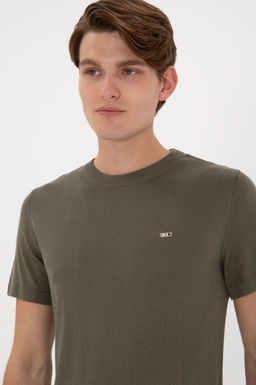 Erkek Slim Fit Bisiklet Yaka Koyu Haki Ti__rt Sepette S_rpriz _ndirim - U.s. polo assn фото 2