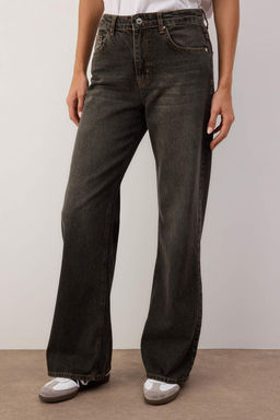 Kahverengi Yuksek Bel Vintage Y?kama Genis Paca Wide Leg Jeans TWOAW26JE00124 - Trendyolmilla фото 9