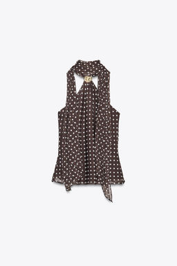 HALTER TOP WITH HARDWARE AND POLKA DOTS - Zara фото 16