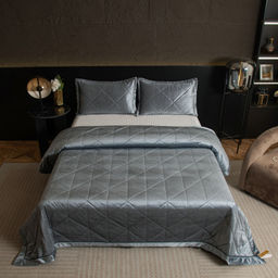 Велюровое покрывало в клетку и две наволочки OVL039 160*220/50-70 1 шт - Ситрейд фото 2