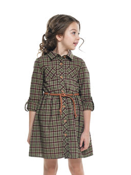 Платье на пуговицах в клетку UD 6846 хаки клетка - Mini maxi фото 4