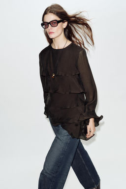 CUERPO VOLANTES ASIM?TRICO / Marr?n - Zara фото 2