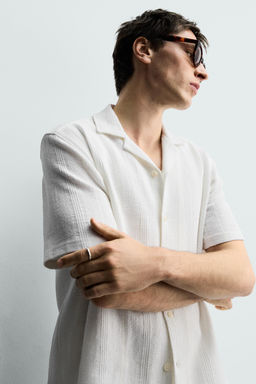 CAMISA REGULAR FIT JACQUARD RAYAS / Blanco roto - Zara фото 5