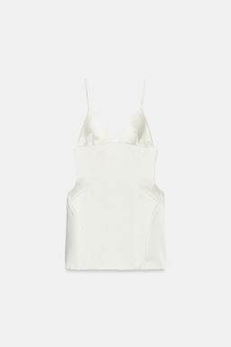VESTIDO MINI SATINADO VOLUMEN / Blanco roto - Zara фото 4