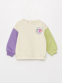 Bisiklet Yaka Uzun Kollu Bask?l? K?z Bebek Sweatshirt