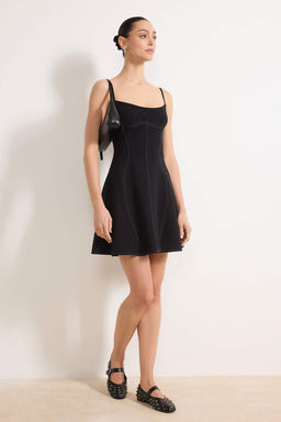 Siyah Mini Kontrast Dikis Detayl? Dokuma Elbise TWOSS26EL00137