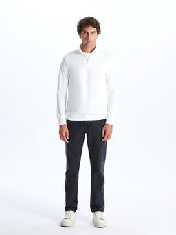 Dik Yaka Uzun Kollu Erkek Kal?n Sweatshirt