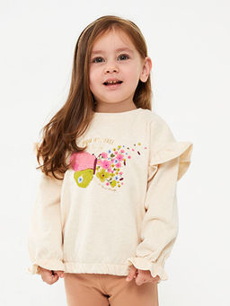 Bisiklet Yaka Uzun Kollu Pamuklu K?z Bebek Sweatshirt - Waikiki фото 2