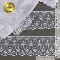 Кружево на сетке KRUZHEVO арт.TR.3818 шир.60мм цв.01 белый уп.9м