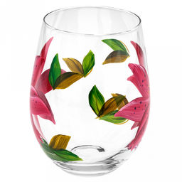 Стакан стеклянный Акварель-Лилия 550мл, д8,8см, h12см, тонкостенное стекло, декор - ручная роспись, д/горла 7,3см, д/основания 4см (Китай) Цена указана за штуку. В коробке 6 штук. - Домашняя мода фото 3