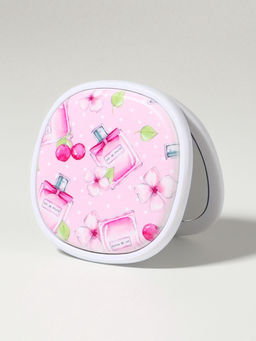 Зеркало складное «Флаконы», 7.5×7.5 см, с увеличением х2, нежно-розовое