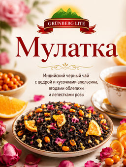 Мулатка Черный ароматизированный чай GRÜNBERG LITE