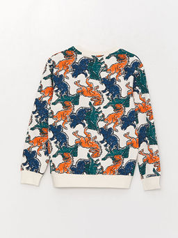 Bisiklet Yaka Bask?l? Uzun Kollu Erkek ?ocuk Sweatshirt - Waikiki фото 2