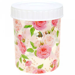 Банка для сыпучих продуктов пластмассовая, набор 3 штуки: 2л-д13,3х17,3см; 1,2л-д11,4х14,5см; 0,7л-9,5х12см Розы матрешка круглая, прозрачный корпус с деколью, винтовая крышка (Китай) - Домашняя мода фото 2