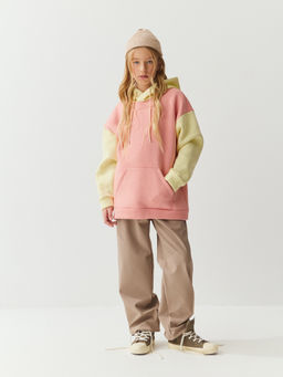 Худи колор блок Роза/Нарцисс утепленное 7+ - Bungly фото 3