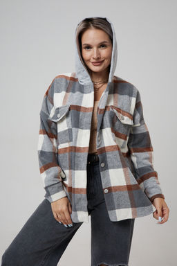 Рубашка женская в клетку с капюшоном РЖКК-01
