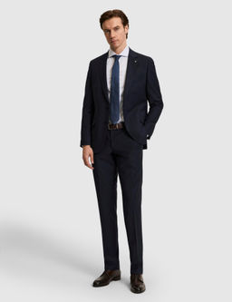 Lacivert Slim Fit Mono Yaka Y_n Kar___ml_ Tak_m Elbise