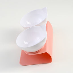 Миски пластиковые на розовой подставке 27,5 х 14 х 15 см белые - Пижон фото 3