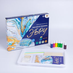 Набор для творчества «Рисуем в технике Эбру», формат А4 + шкатулка из дерева