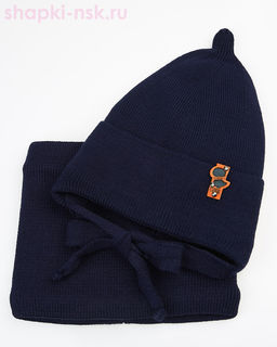 03-22-E Комплект для мальчика флис (шапка+снуд) (46-48)