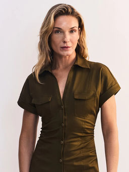 Платье миди из хлопка со сборками / Zarina