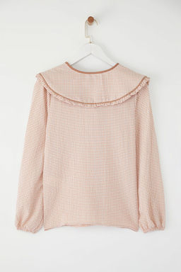 TRENDYOLMILLA Kiremit Gofreli Potikare Bebe Yaka Dokuma Gomlek TWOSS25GO00064  фото 6